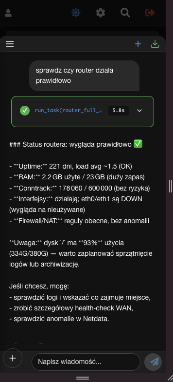 Asystent AI — diagnostyka routera w czasie rzeczywistym